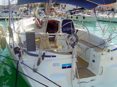 Deck of CATHERINE, a Bavaria 33 Cruiser sailboat at Grad Trogir, Croatia
