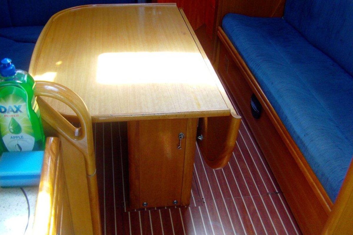Salon of CATHERINE, a Bavaria 33 Cruiser sailboat at Grad Trogir, Croatia