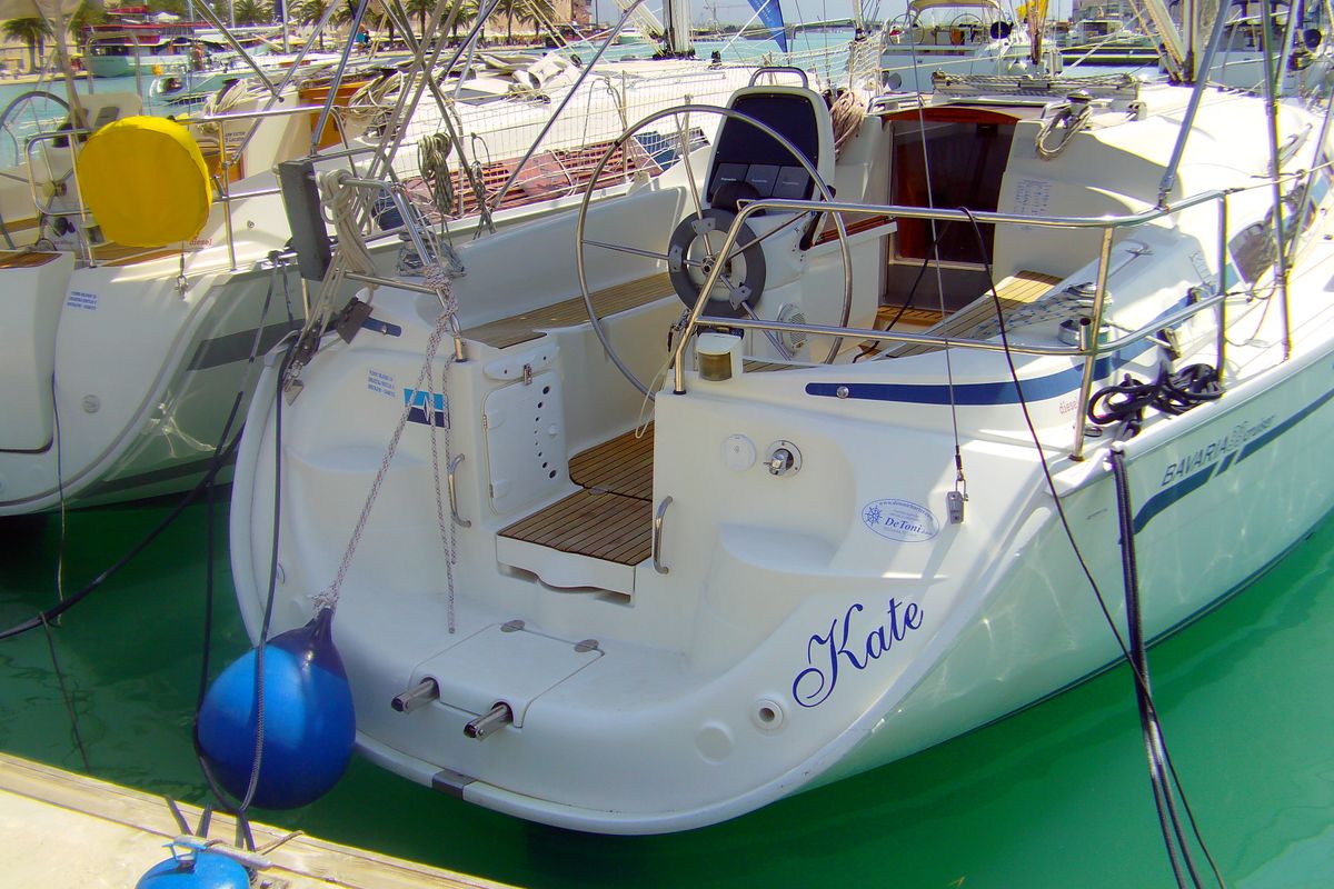 Exterior view of CATHERINE, a Bavaria 33 Cruiser sailboat at Grad Trogir, Croatia