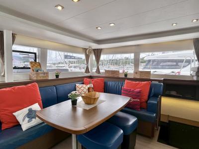 Salon of Luna Mia, a Lagoon 450 F catamaran at Parham Town, British Virgin Islands