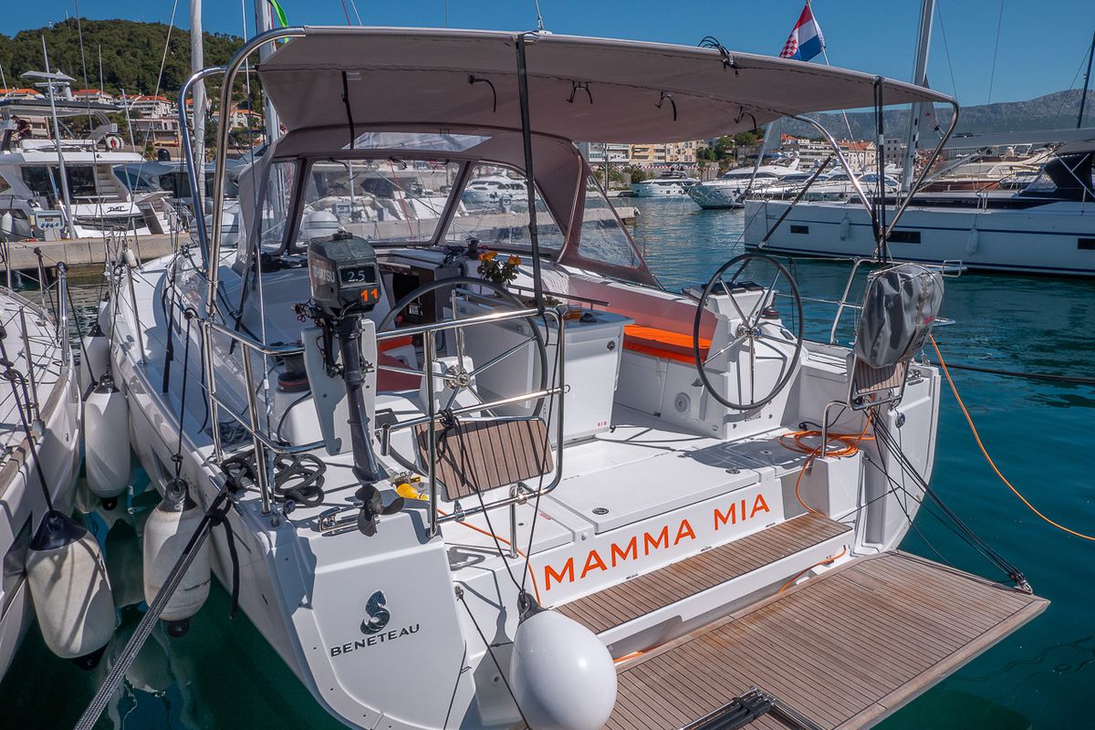 Cockpit of Mamma Mia, a Beneteau Oceanis 40.1 sailboat at Split, Croatia