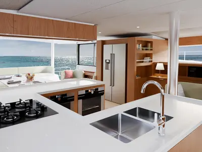 Galley of Angelina, a Bali 5.8 catamaran at Općina Rogoznica, Croatia