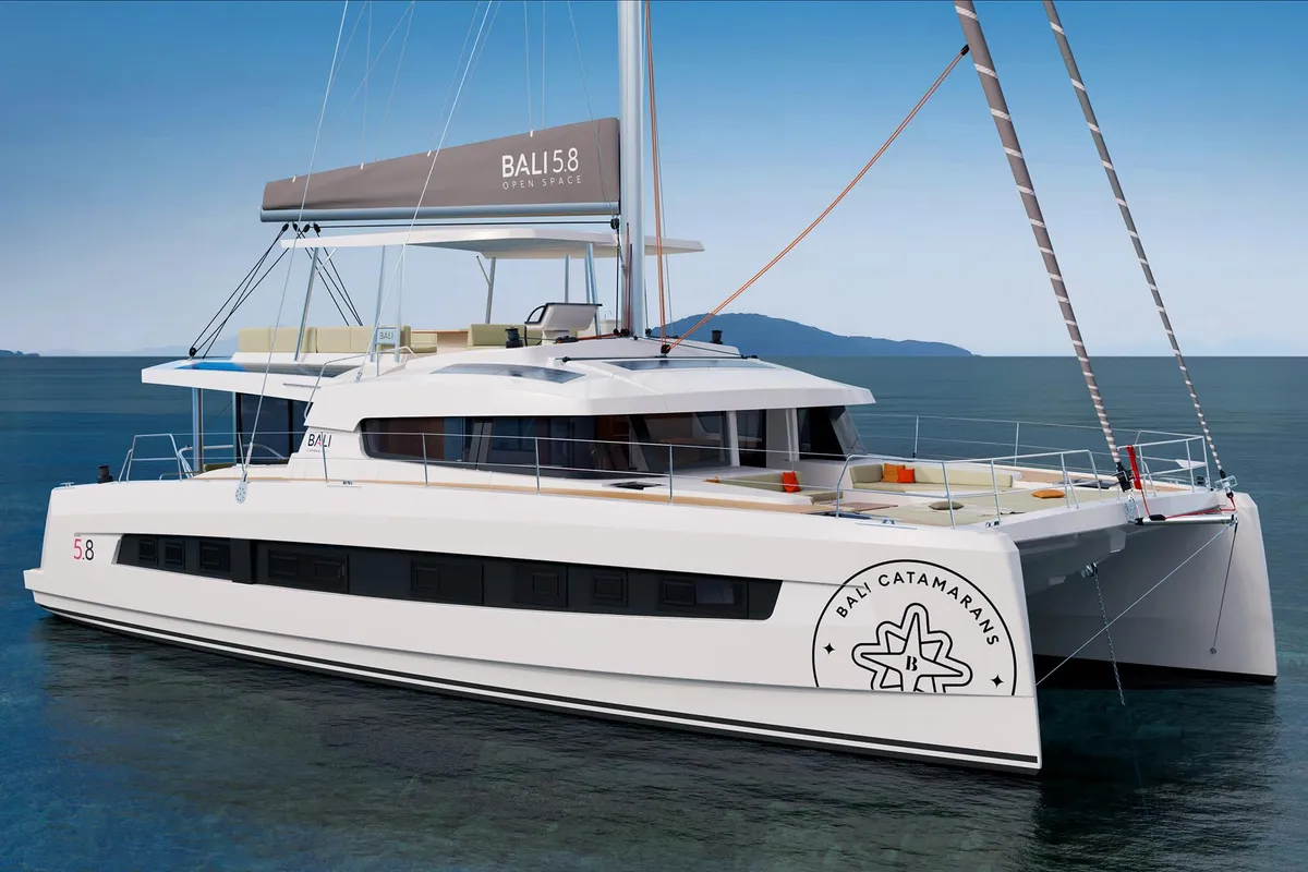 Exterior view of Angelina, a Bali 5.8 catamaran at Općina Rogoznica, Croatia