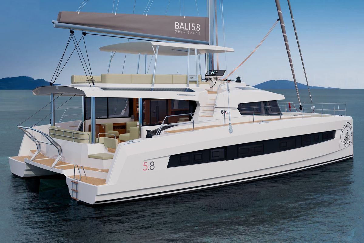 Exterior view of Angelina, a Bali 5.8 catamaran at Općina Rogoznica, Croatia