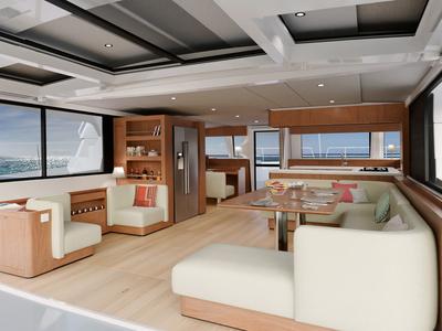 Salon of Angelina, a Bali 5.8 catamaran at Općina Rogoznica, Croatia
