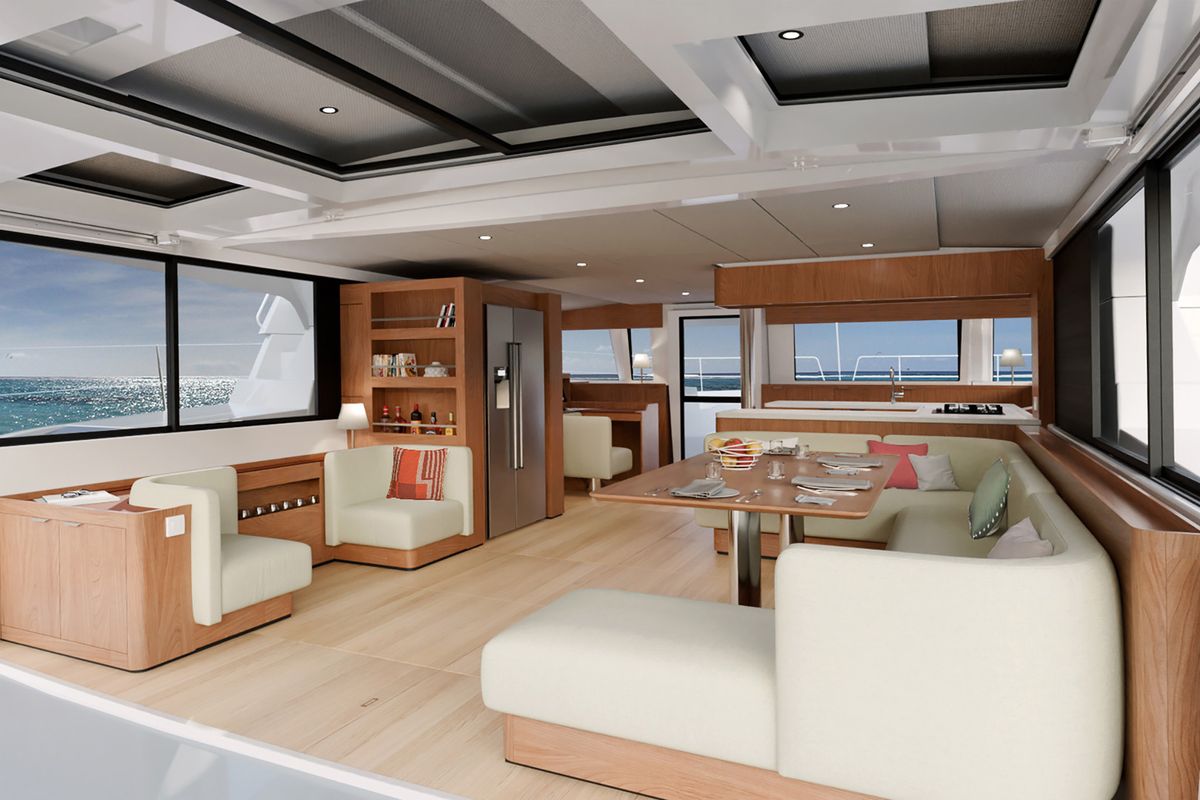 Salon of Angelina, a Bali 5.8 catamaran at Općina Rogoznica, Croatia