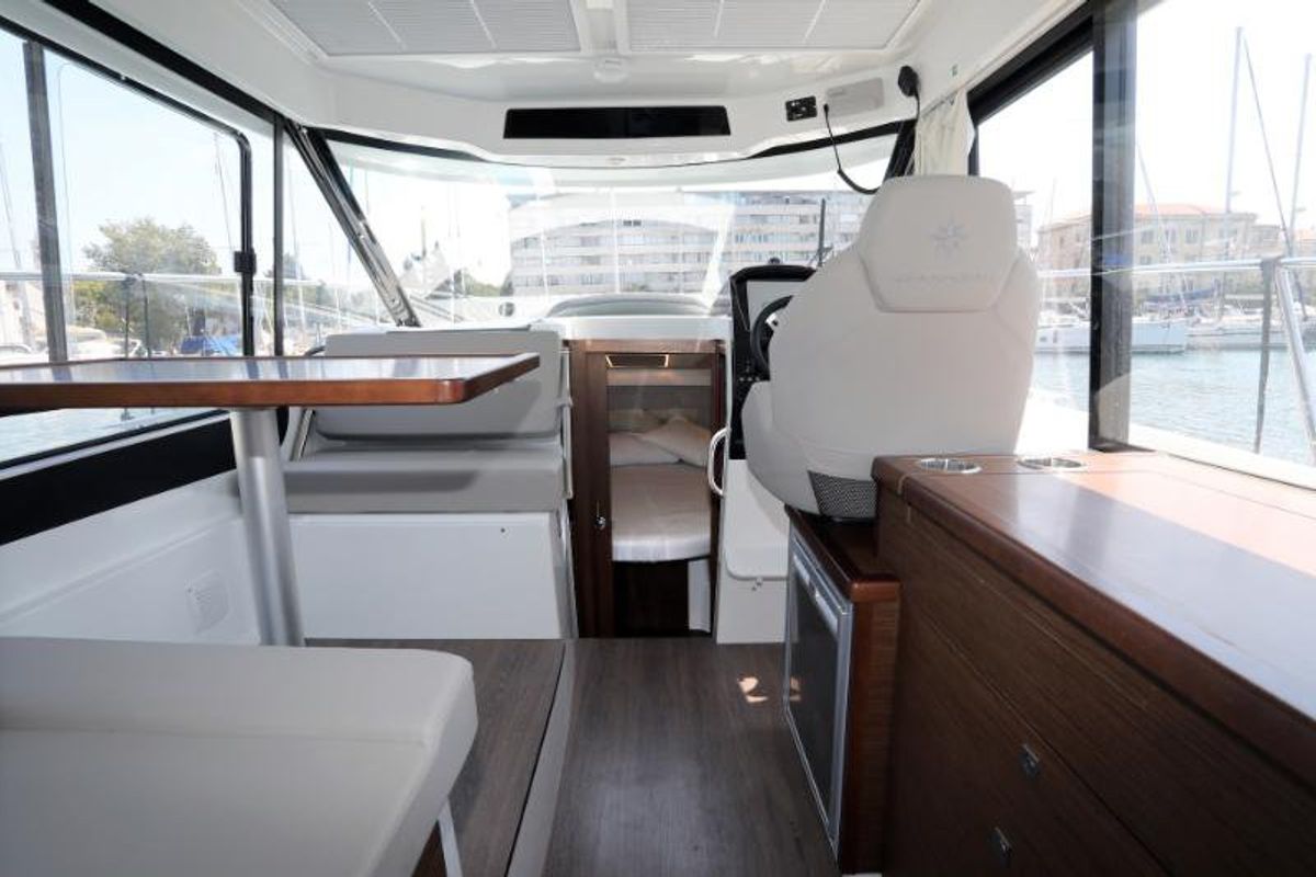 Salon of Ema, a Jeanneau Merry Fisher 895 motorboat at Split, Croatia