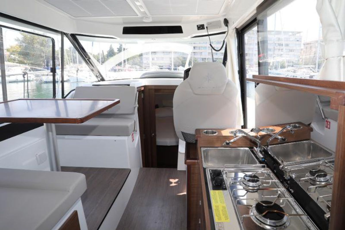 Salon of Ema, a Jeanneau Merry Fisher 895 motorboat at Split, Croatia