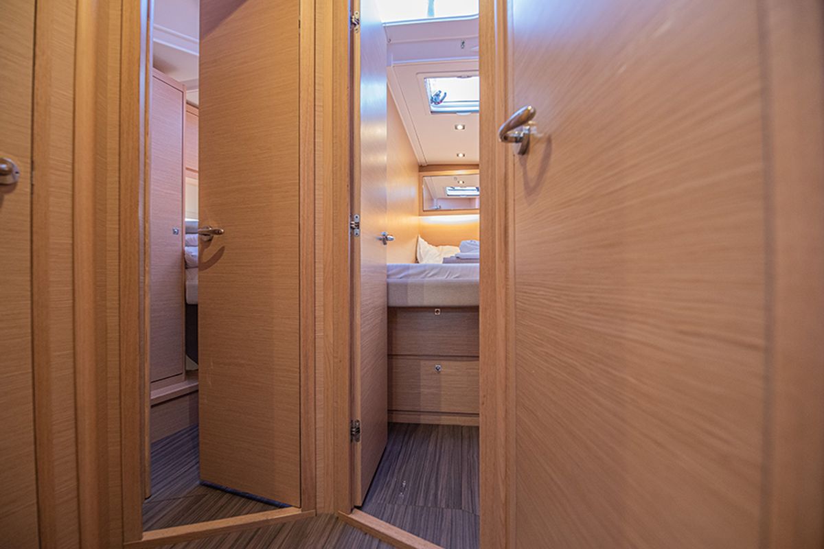 Cabin on Anema, a Dufour 530 sailboat at Athens, Greece