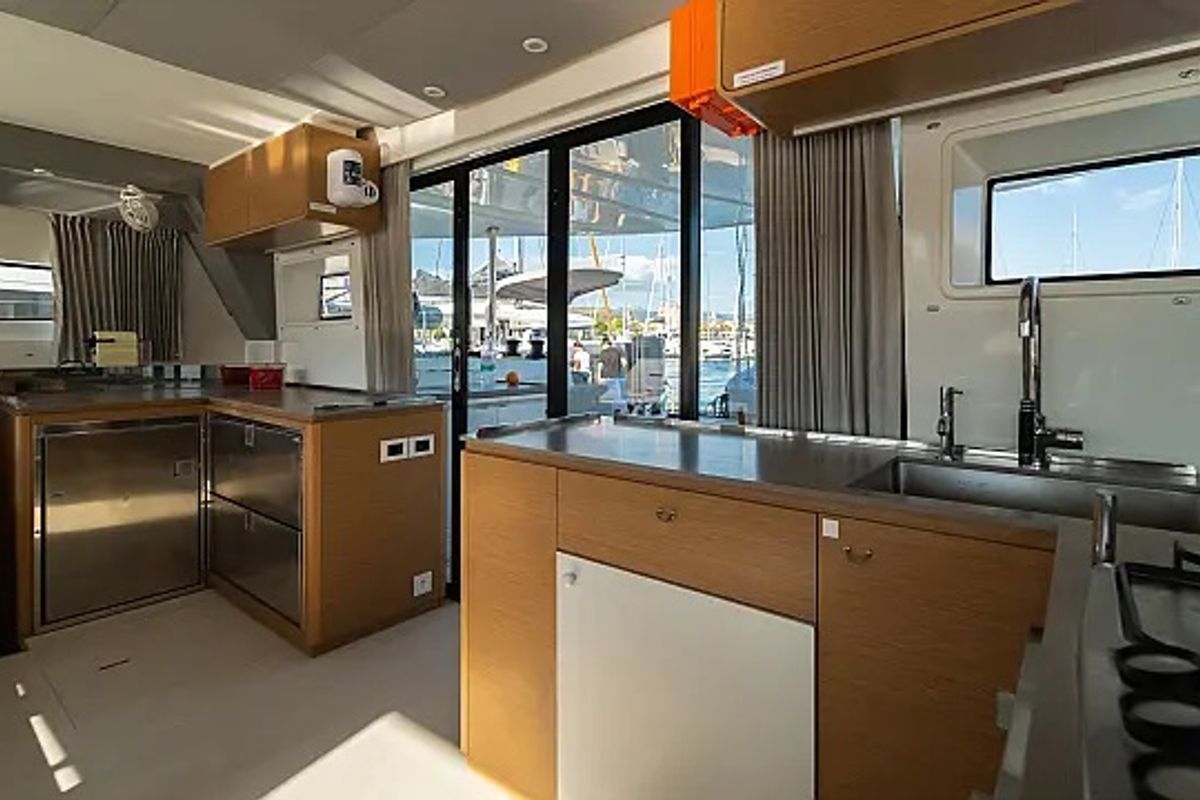 Galley of Faros, a Excess 15 catamaran at Seget Donji, Croatia
