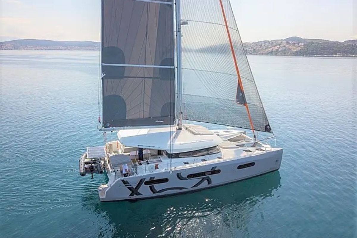 Exterior view of Faros, a Excess 15 catamaran at Seget Donji, Croatia