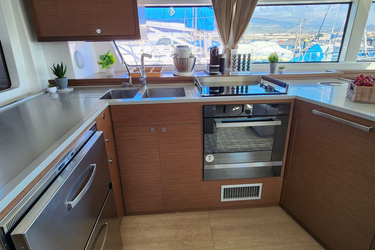 Galley of Tamiro, a Lagoon 52F catamaran at Municipal Unit of Lefkada, Greece
