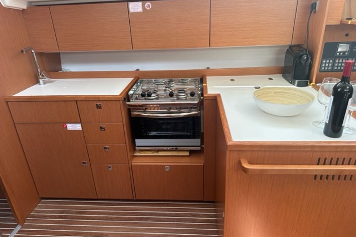 Galley of MOANA, a Bavaria C42 sailboat at Primošten, Croatia