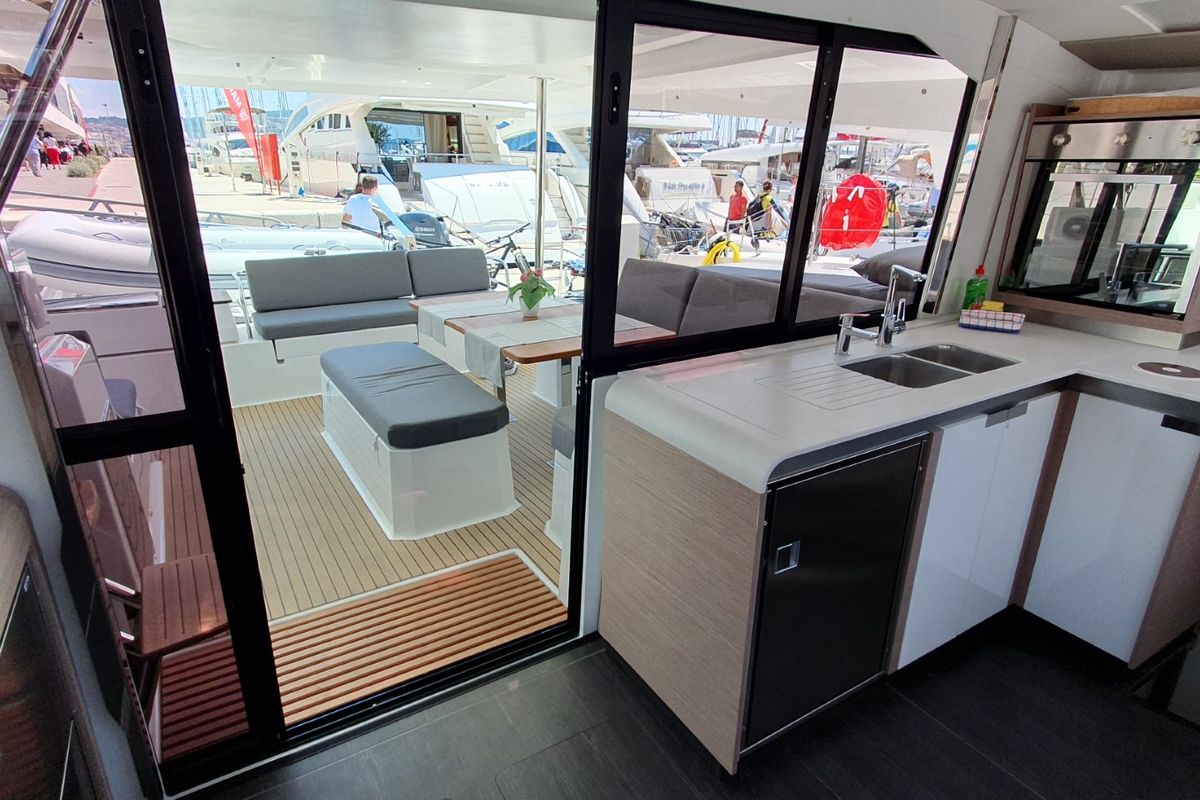 Galley of Summer Flow, a Fountaine Pajot Elba 45 catamaran at Seget Donji, Croatia