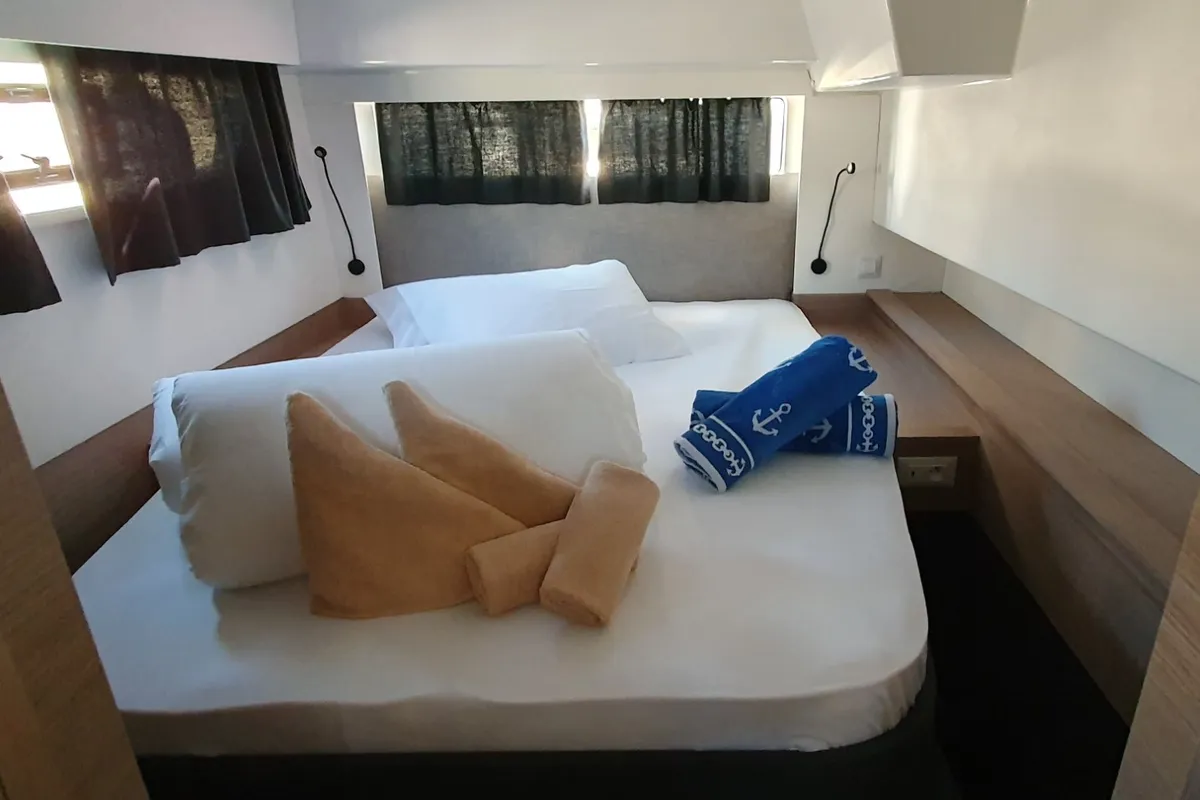 Cabin on Summer Flow, a Fountaine Pajot Elba 45 catamaran at Seget Donji, Croatia