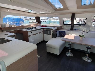 Salon of Summer Flow, a Fountaine Pajot Elba 45 catamaran at Seget Donji, Croatia