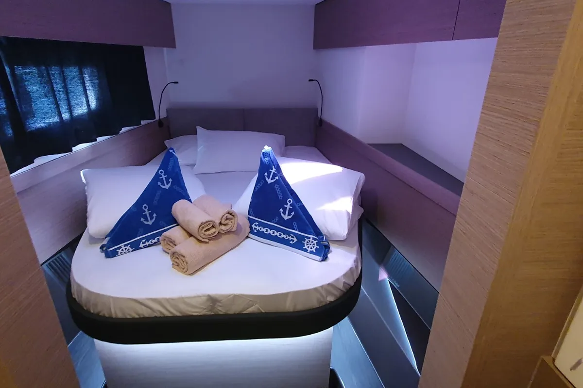 Cabin on Summer Flow, a Fountaine Pajot Elba 45 catamaran at Seget Donji, Croatia