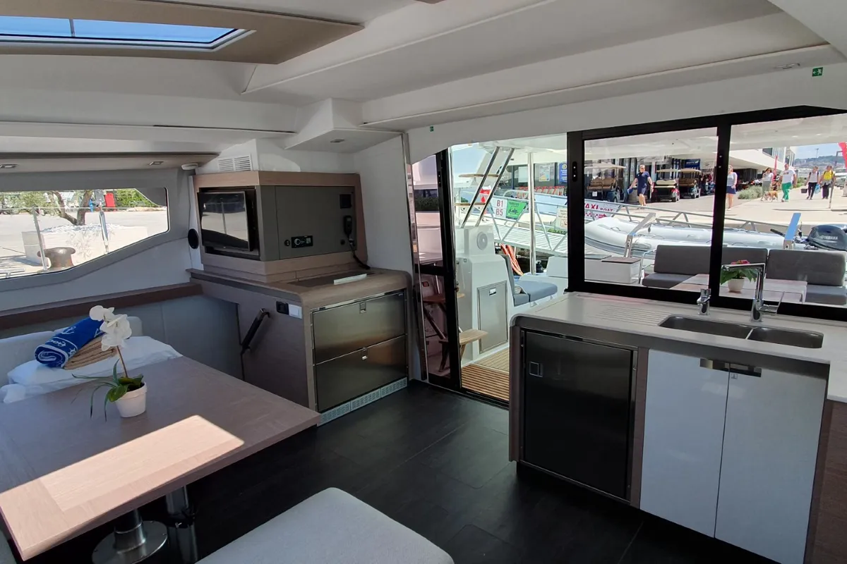 Galley of Summer Flow, a Fountaine Pajot Elba 45 catamaran at Seget Donji, Croatia