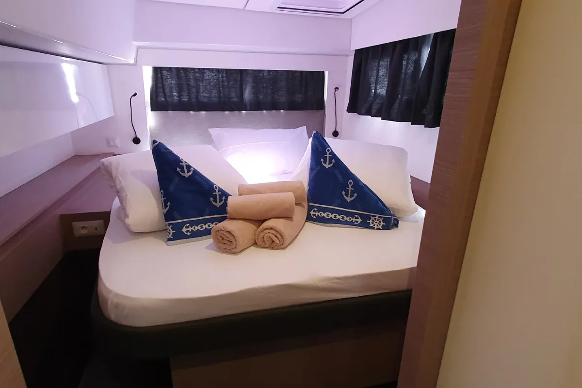 Cabin on Summer Flow, a Fountaine Pajot Elba 45 catamaran at Seget Donji, Croatia