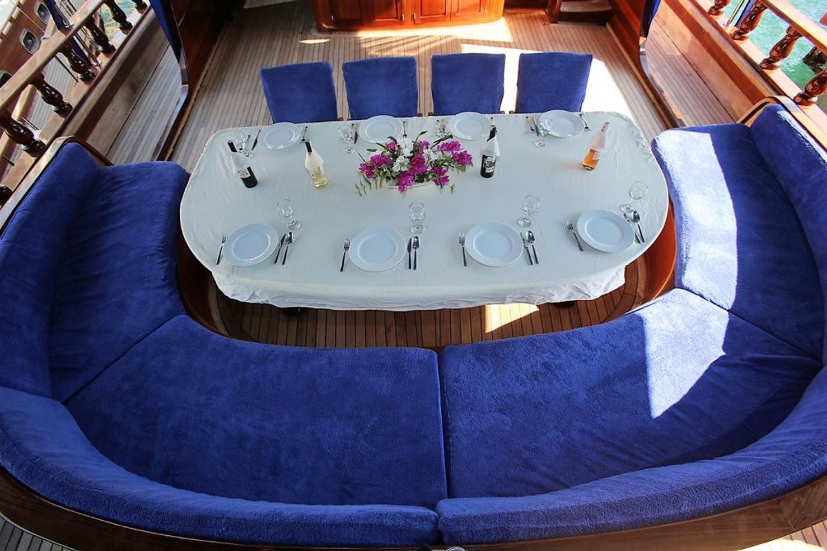 Deck of Semercioglu, a Custom Made Semercioglu yacht at Fethiye, Turkey