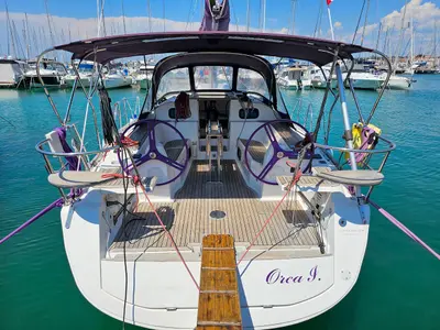 Cockpit of Orca I, a Elan Impression 40 sailboat at Izola / Isola, Slovenia