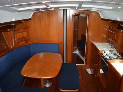Salon of Sabik, a Beneteau Oceanis 393 sailboat at U Pàize/Carloforte, Italy