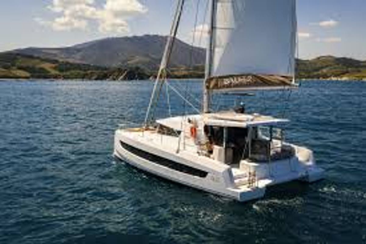 Exterior view of Stella Maris, a Bali 4.2 catamaran at Municipal Unit of Lefkada, Greece