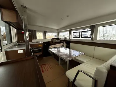Salon of DIDOO, a Lagoon 40 catamaran at Kontokali, Greece