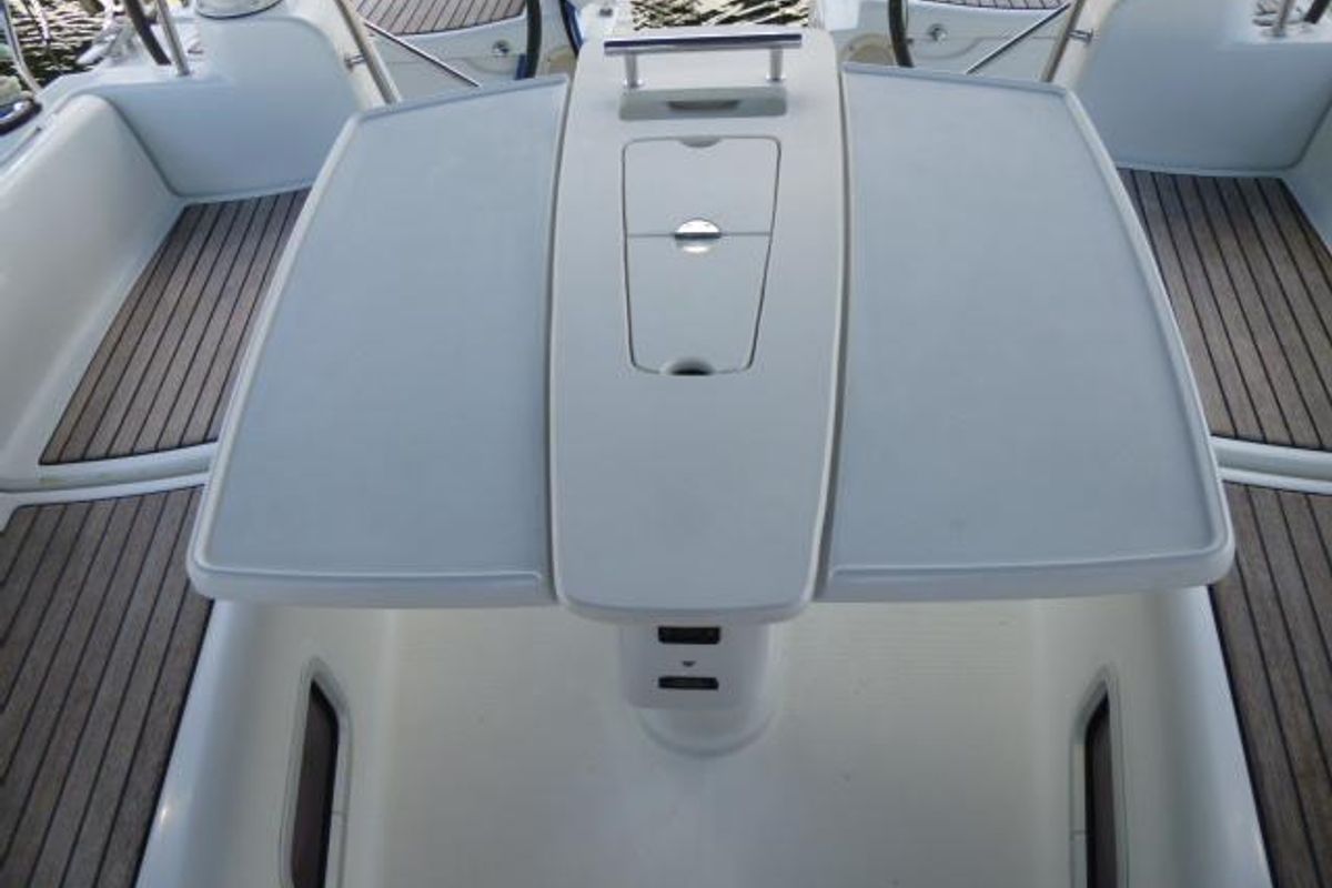 Cockpit of Tiamo, a Beneteau Oceanis 43 sailboat at Municipal Unit of Lefkada, Greece