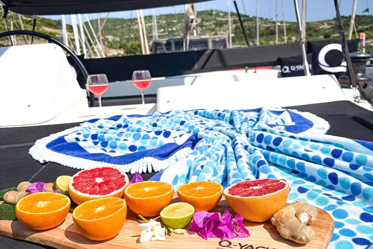 Deck of Miriam, a Lagoon 450 F catamaran at Primošten, Croatia