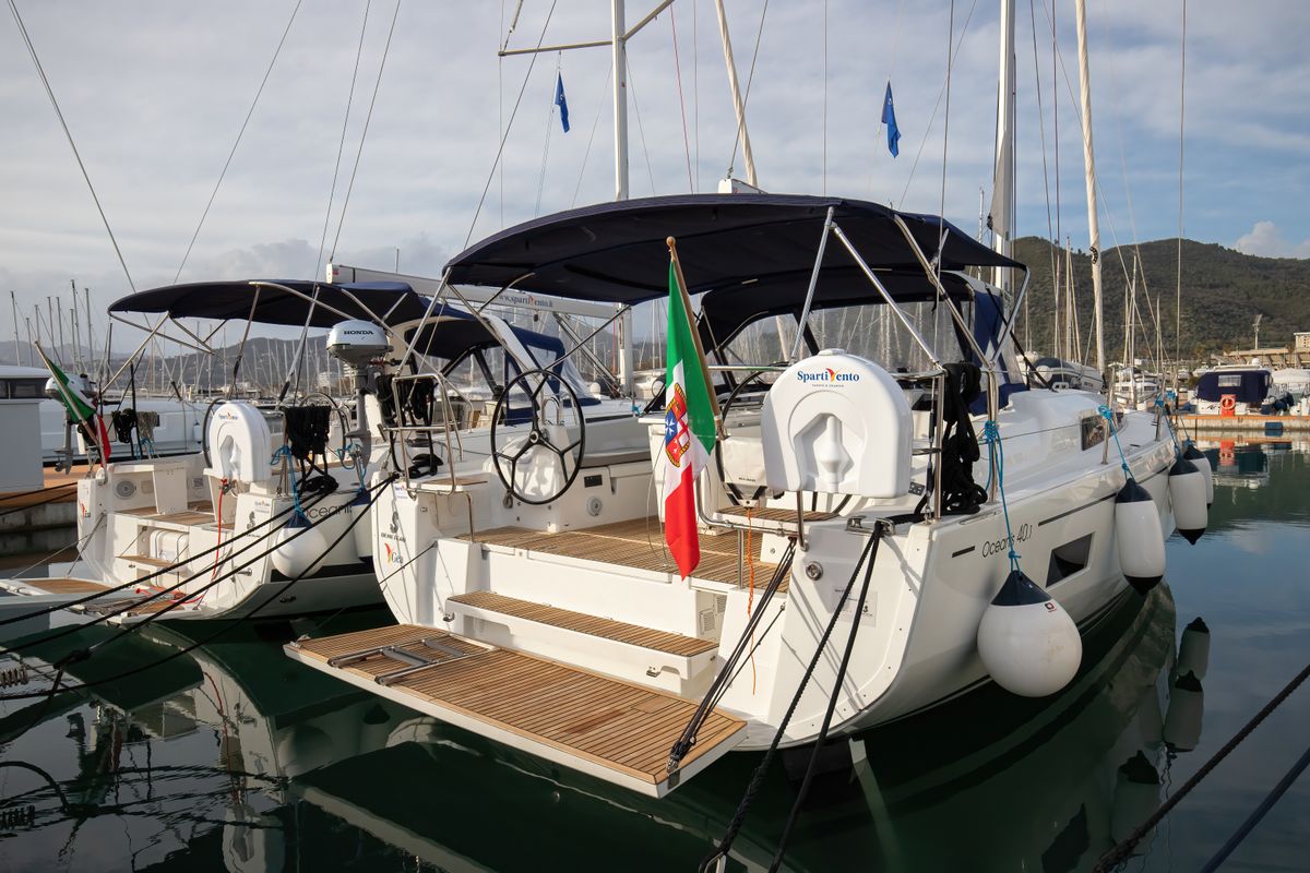 Exterior view of Gea, a Beneteau Oceanis 40.1 sailboat at Salerno, Italy