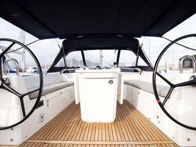 Cockpit of Gea, a Beneteau Oceanis 40.1 sailboat at Salerno, Italy