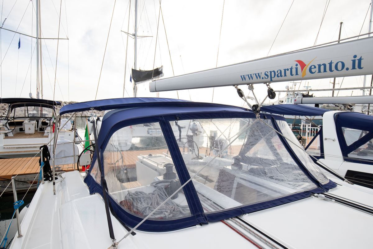 Deck of Gea, a Beneteau Oceanis 40.1 sailboat at Salerno, Italy