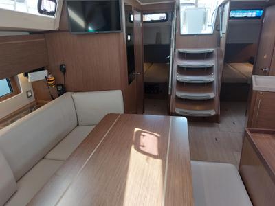 Salon of Kalmi, a Beneteau Oceanis 46.1 sailboat at Lavreotiki Municipal Unit, Greece