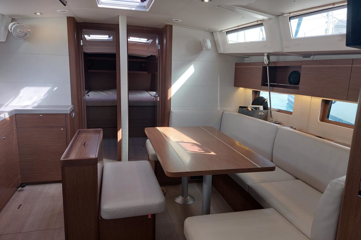 Deck of Kalmi, a Beneteau Oceanis 46.1 sailboat at Lavreotiki Municipal Unit, Greece