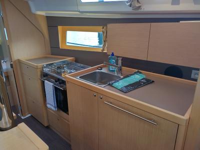 Galley of Zomer, a Beneteau Oceanis 35 sailboat at Yerseke, Netherlands