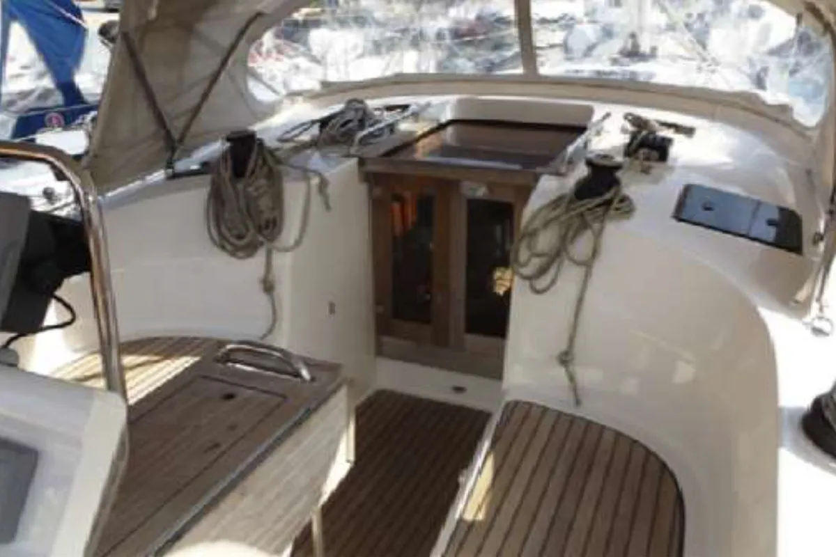 Cockpit of KIWI, a Bavaria Cruiser 36 sailboat at Kalkara, Malta