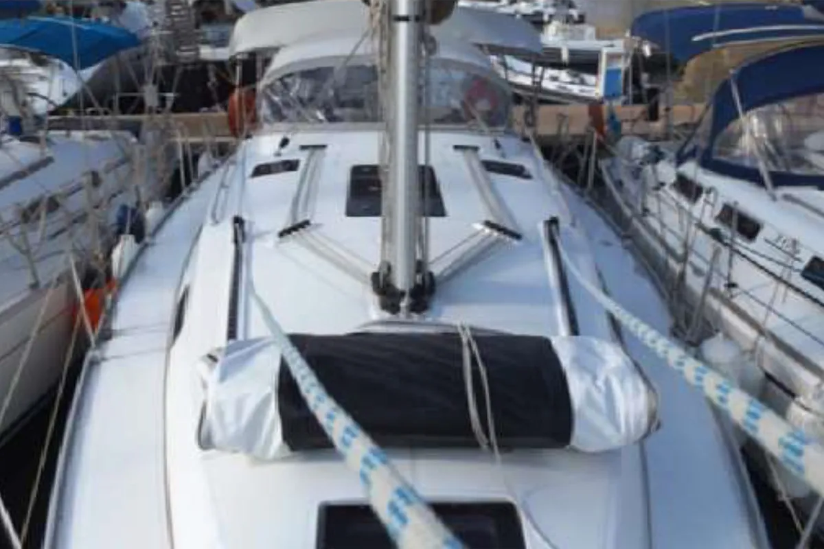 Exterior view of KIWI, a Bavaria Cruiser 36 sailboat at Kalkara, Malta