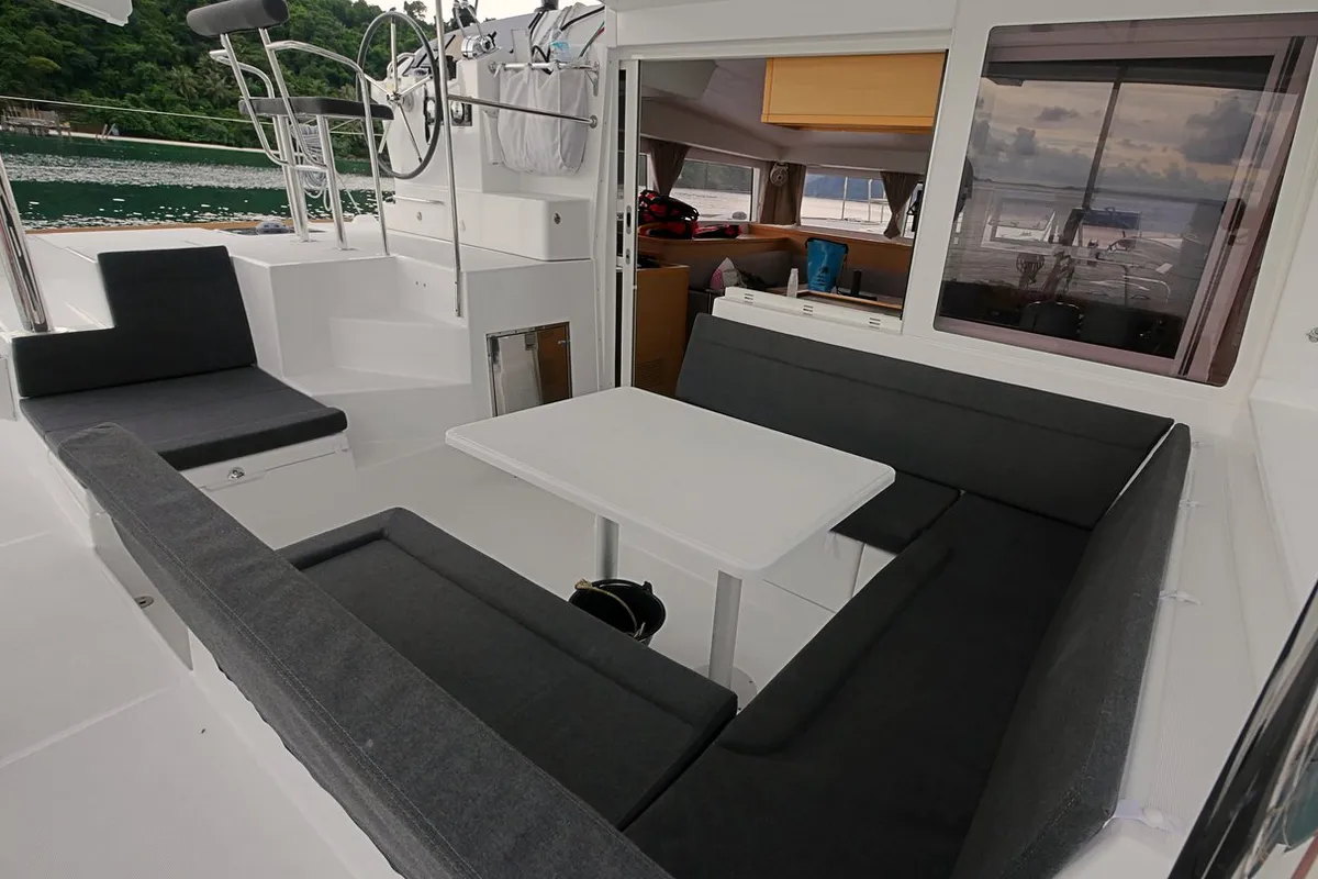 Deck of Anastasia, a Lagoon 400 S2 catamaran at Baan Salak Phet, Thailand