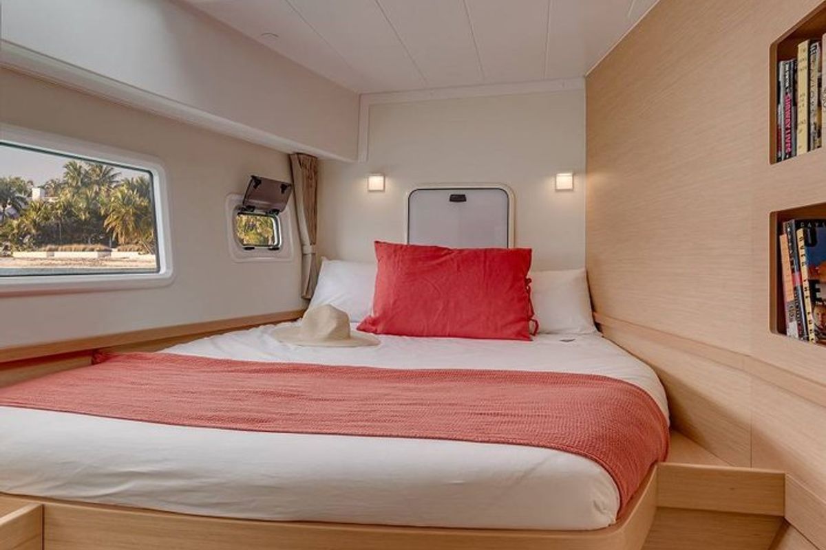 Cabin on Ziromon, a Lagoon 42 catamaran at Seychelles, Mahe, Seychelles