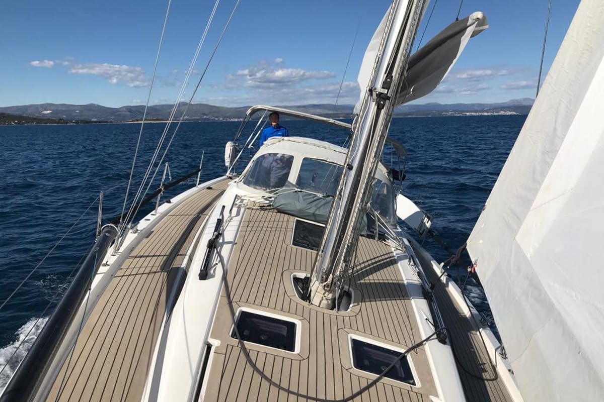 Deck of Cum Ventis, a X-Yachts X4³ sailboat at Općina Rogoznica, Croatia