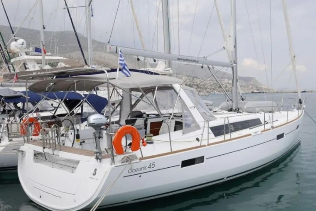 Exterior view of Allegria, a Beneteau Oceanis 45 sailboat at Municipal Unit of Lefkada, Greece
