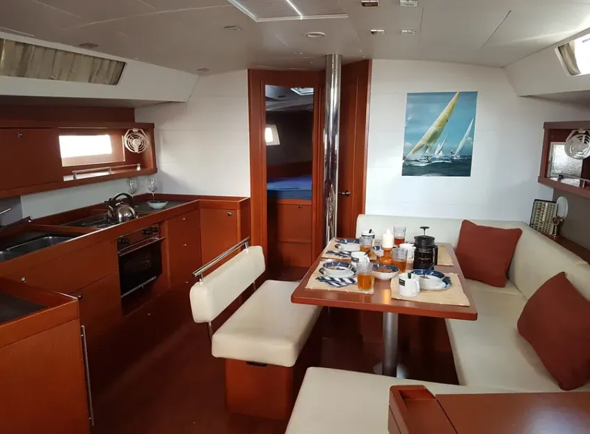 Galley of Allegria, a Beneteau Oceanis 45 sailboat at Municipal Unit of Lefkada, Greece