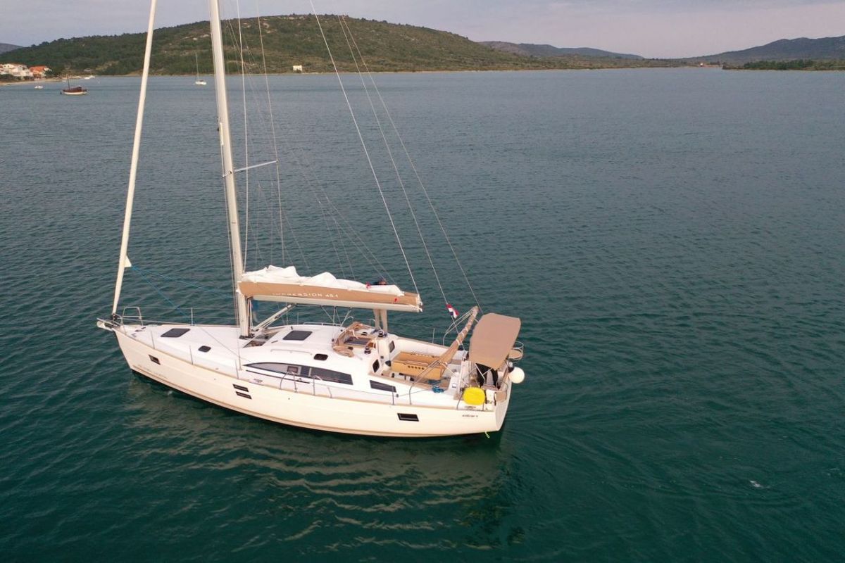 Exterior view of Anastasia, a Elan Impression 45.1 sailboat at Pirovac, Croatia