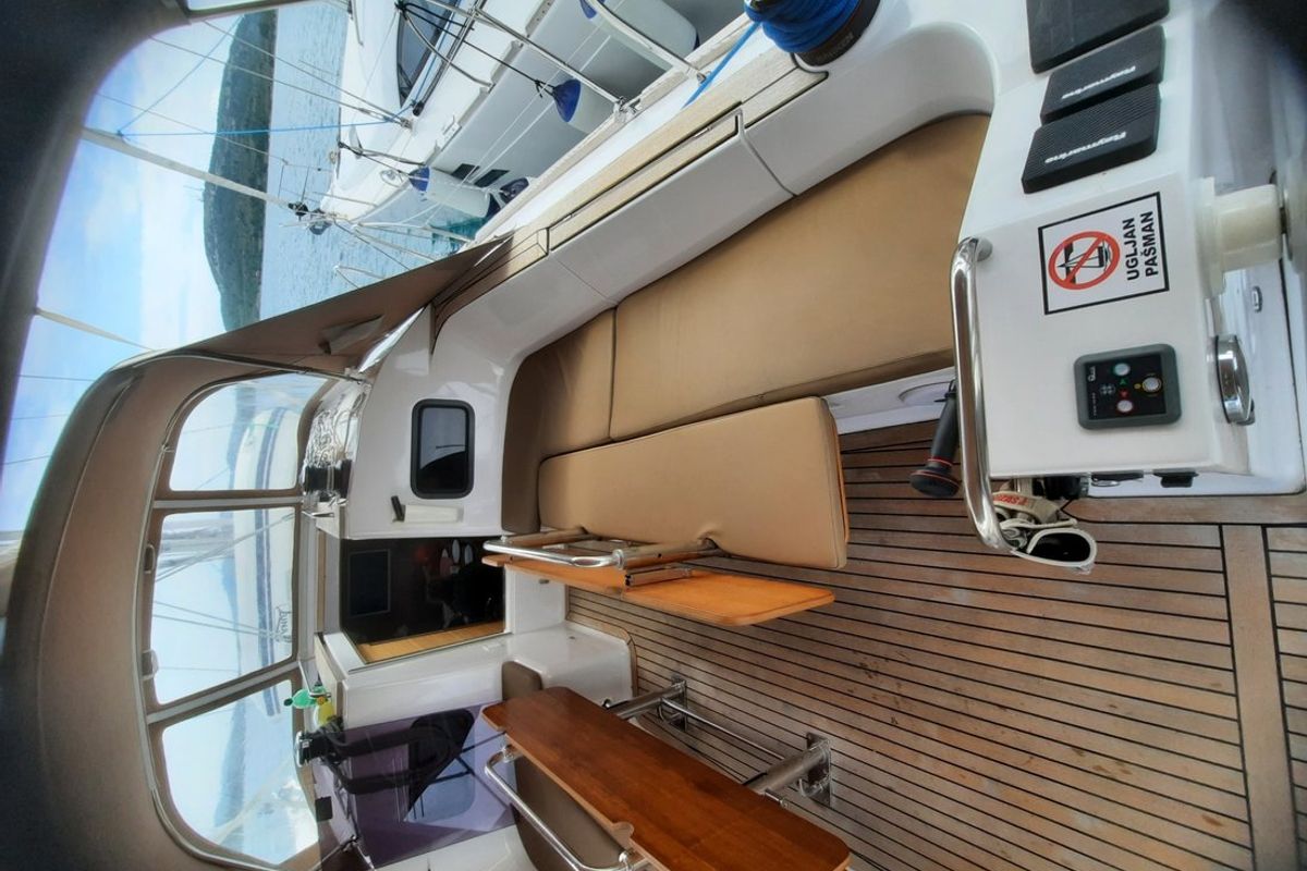 Deck of Anastasia, a Elan Impression 45.1 sailboat at Pirovac, Croatia