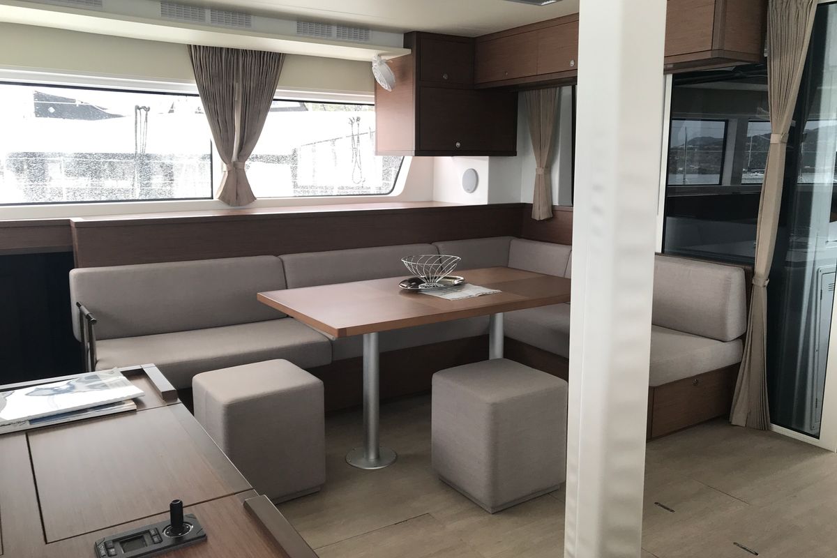 Salon of Dugongo II (MAR), a Lagoon 52 catamaran at Alameda, United States