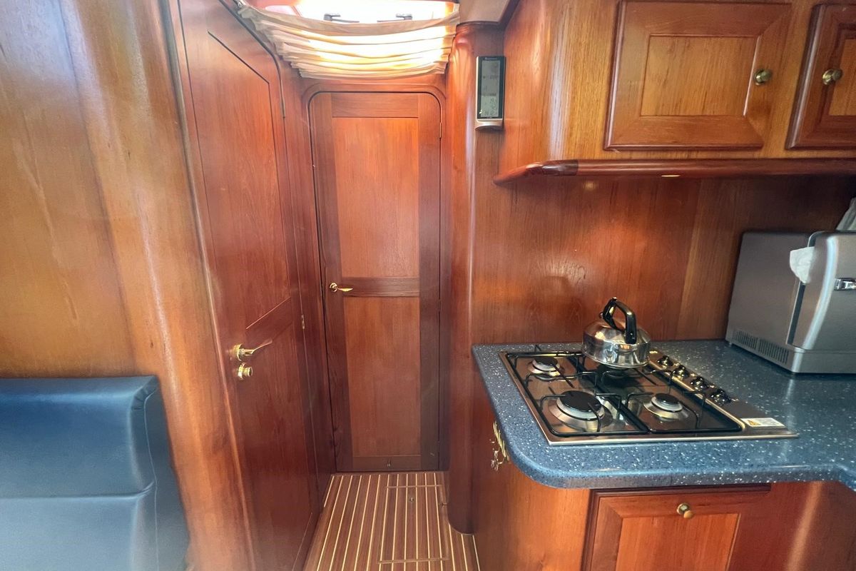 Galley of Impression, a De Drait Impression 42 motorboat at Akkrum, Netherlands