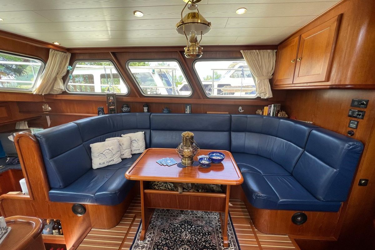 Salon of Impression, a De Drait Impression 42 motorboat at Akkrum, Netherlands