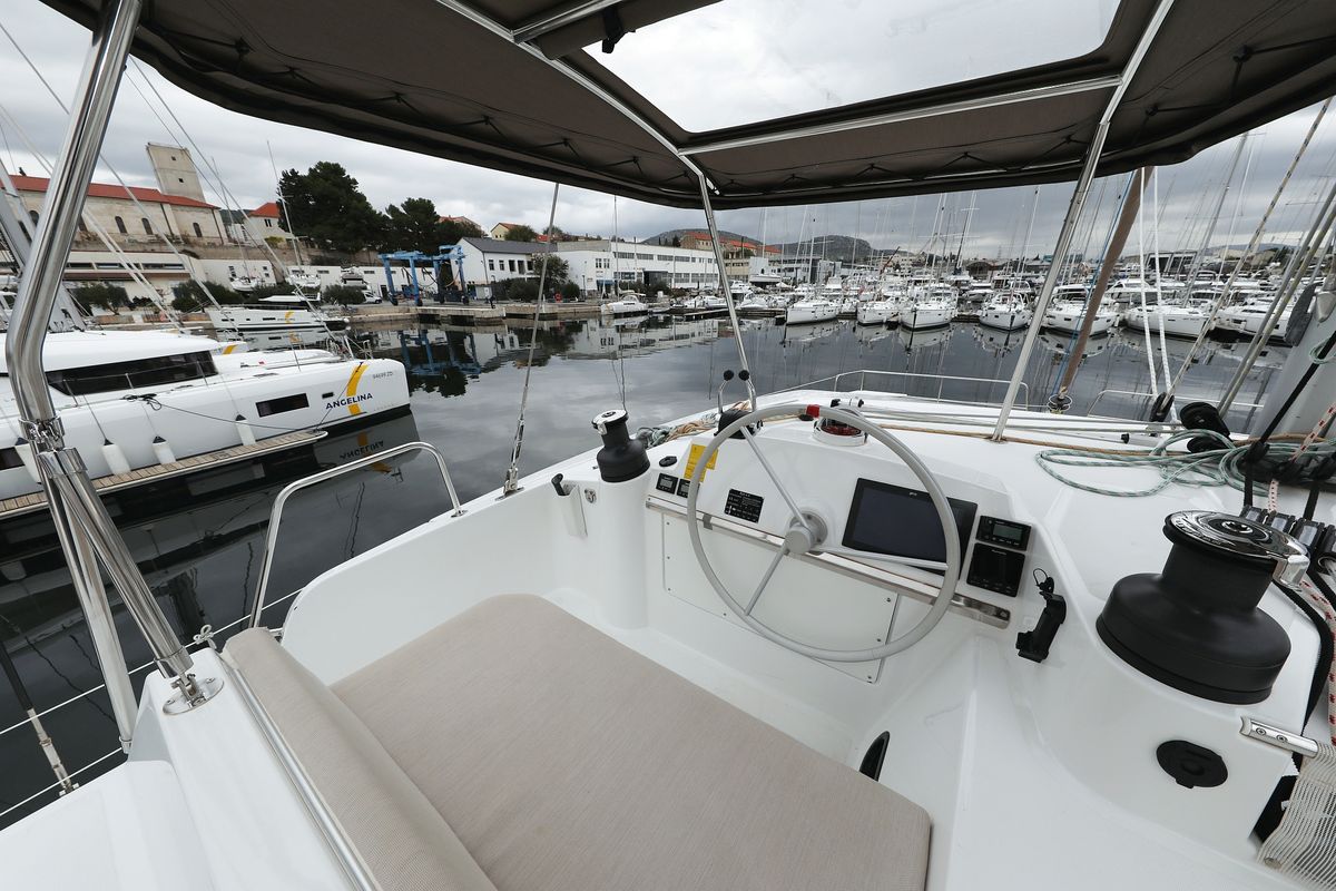 Deck of Apollo, a Bali 4.4 catamaran at Općina Rogoznica, Croatia