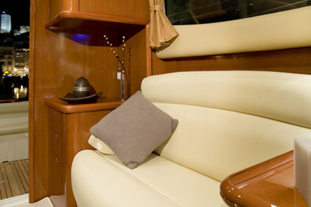 Salon of Silver Fish, a Prestige 36 motorboat at Panaji, India